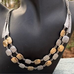 Vintage textured gold and silver tone Erica Lyons necklace
